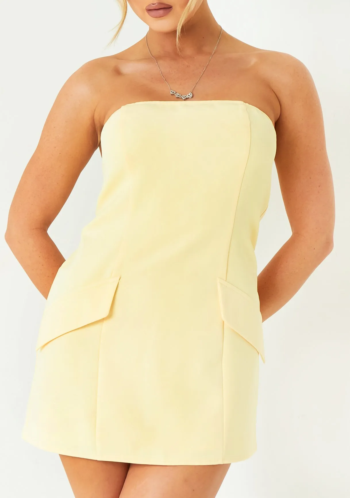 Jasmine Lemon Tailored Bandeau Mini Dress sold by Missy Empire product image thumbnail 2