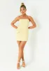 Jasmine Lemon Tailored Bandeau Mini Dress sold by Missy Empire