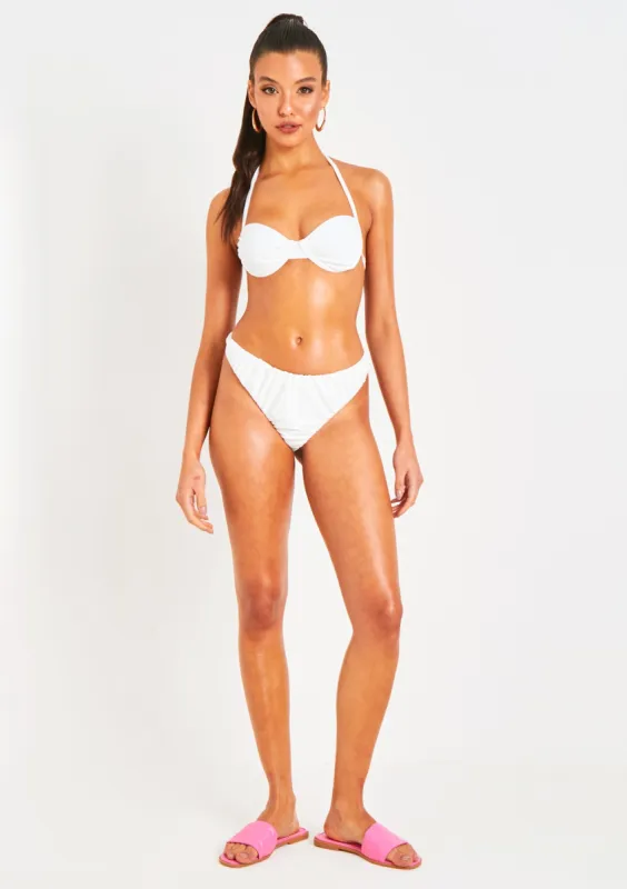 Aston Ivory Ruched Bikini Thong sold by Missy Empire