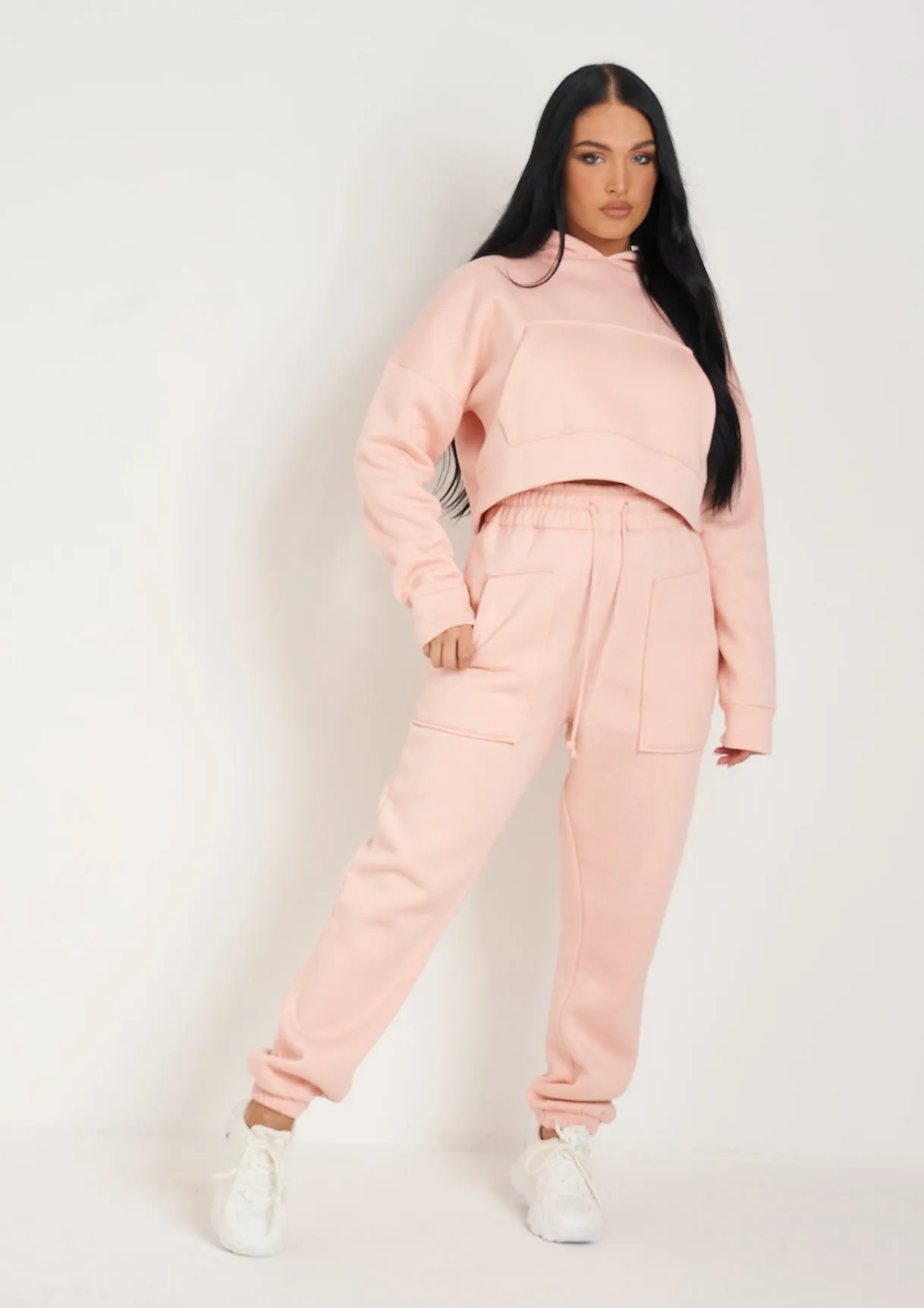 Alina Peach Pocket Front Cropped Hoodie sold by Missy Empire product image thumbnail 4