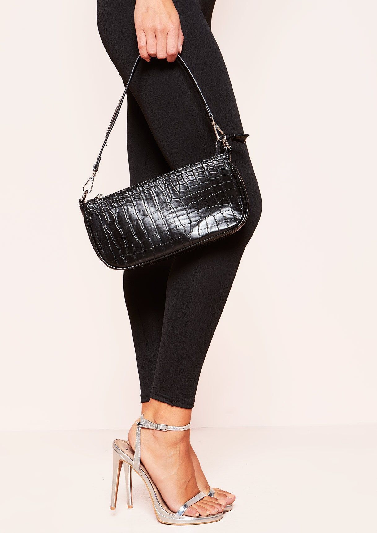 Zoe Black Croc Print Shoulder Bag sold by Missy Empire product image thumbnail 3