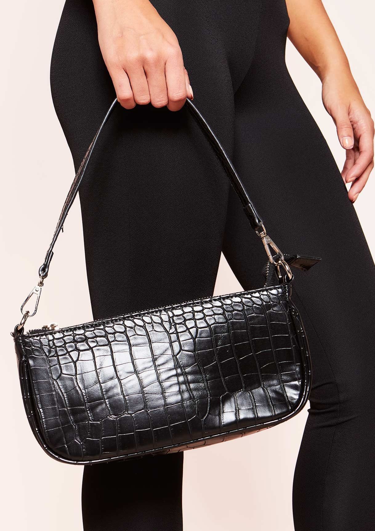 Zoe Black Croc Print Shoulder Bag sold by Missy Empire product image thumbnail 2