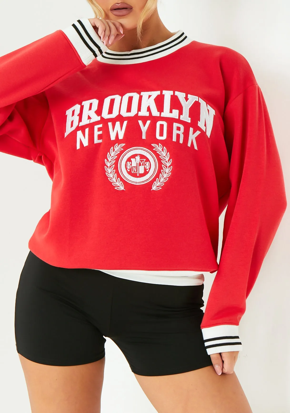 Lisa Red Brooklyn Sweatshirt sold by Missy Empire product image thumbnail 2