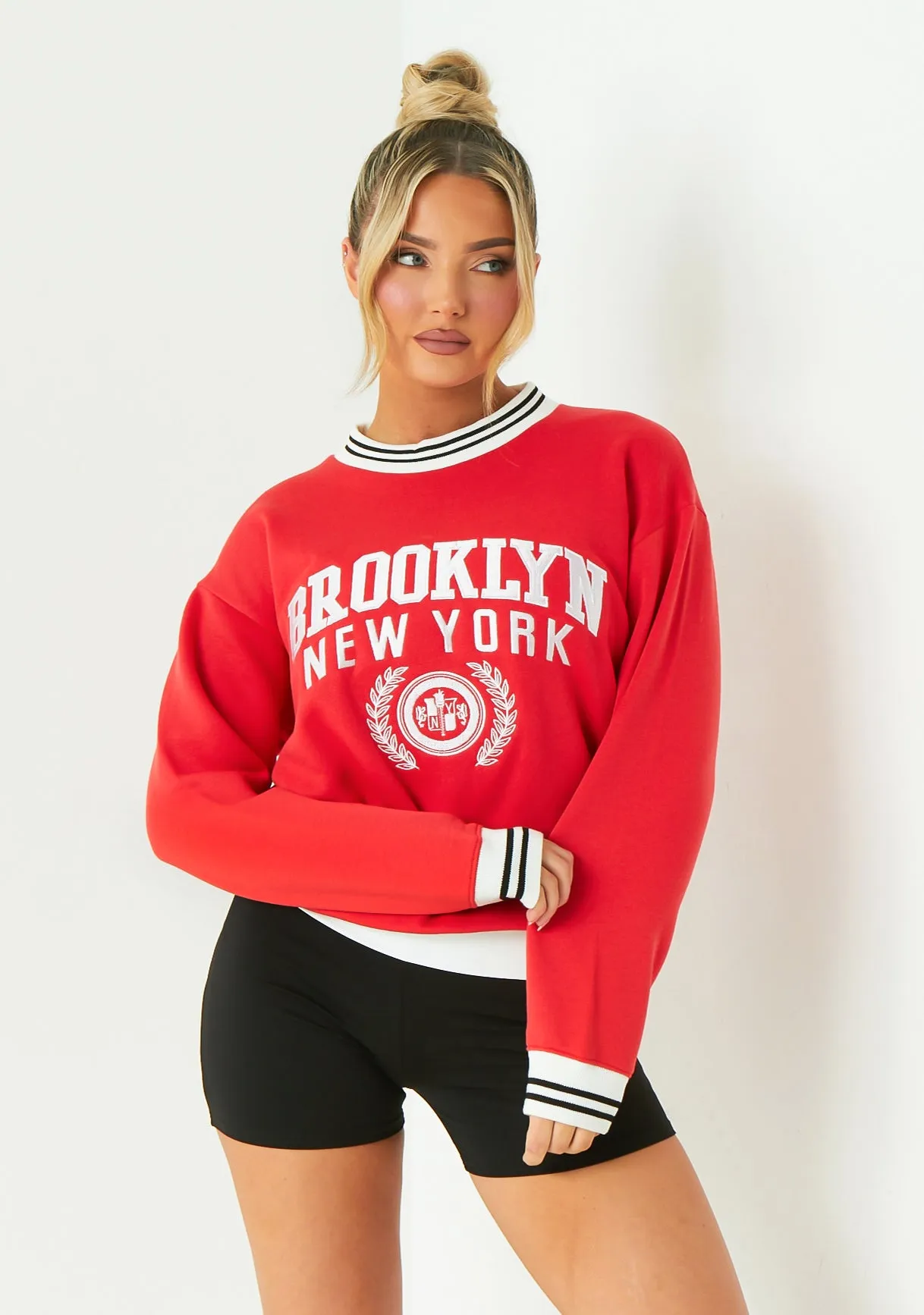 Lisa Red Brooklyn Sweatshirt sold by Missy Empire product image thumbnail 4