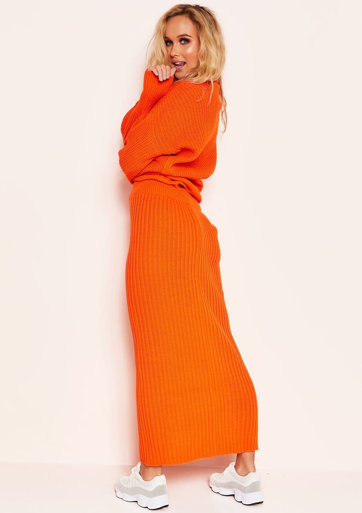 Vicki Orange Knit Jumper Midi Co-ord Set sold by Missy Empire product image thumbnail 4