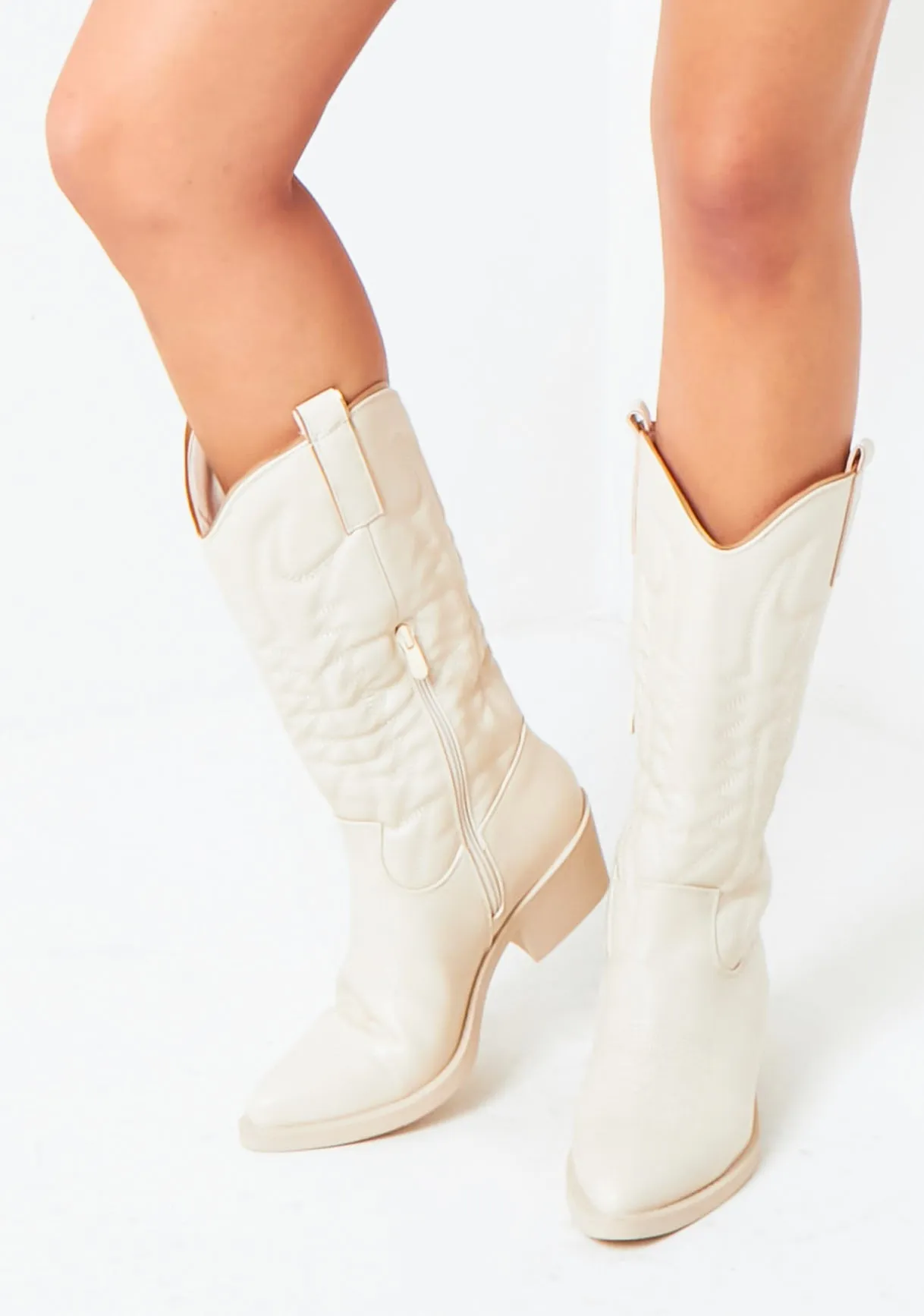 Bethanie Beige Cowboy Boots sold by Missy Empire product image thumbnail 4