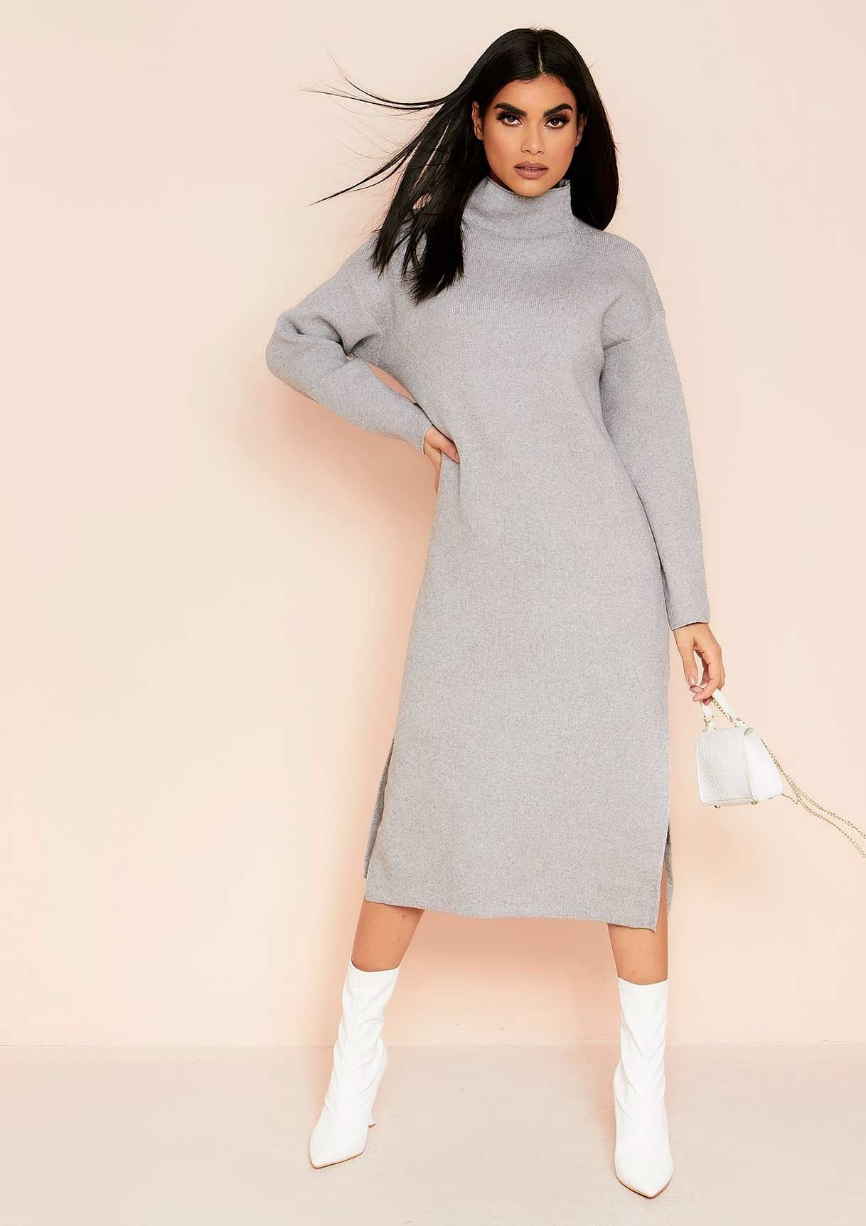 Alexa Grey Knit Jumper Dress sold by Missy Empire product image thumbnail 4