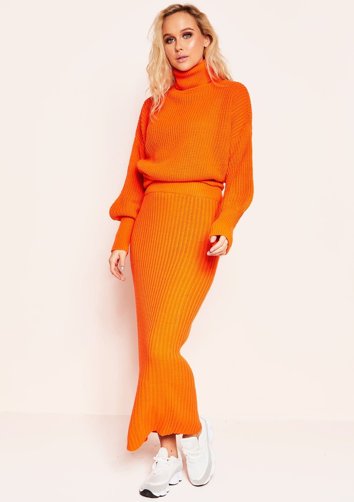 Vicki Orange Knit Jumper Midi Co-ord Set sold by Missy Empire product image thumbnail 3