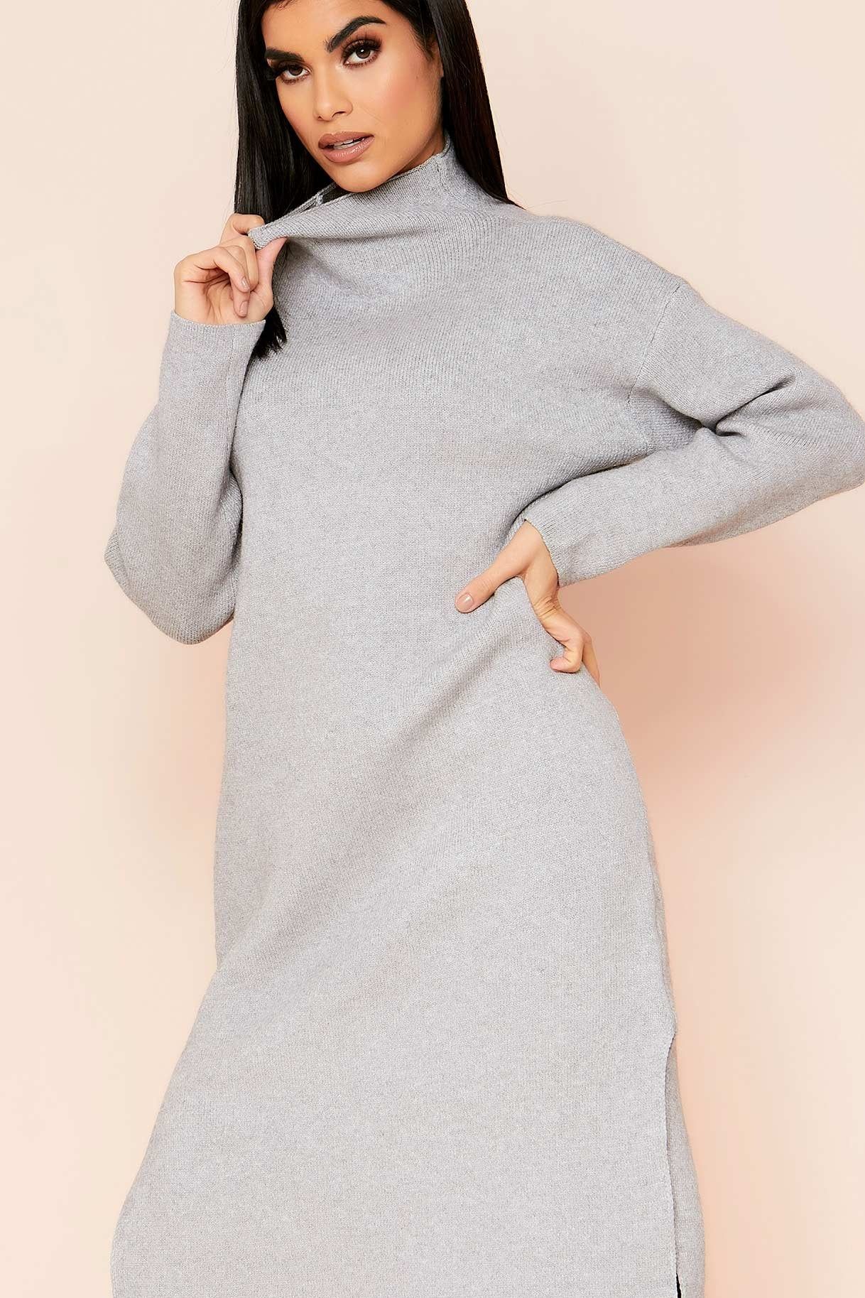 Alexa Grey Knit Jumper Dress sold by Missy Empire product image thumbnail 3