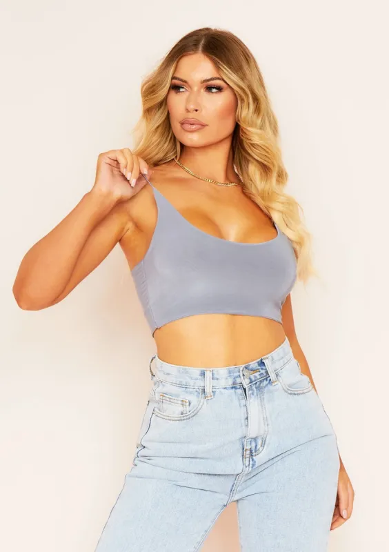 Corazon Grey Basic Round Scoop Neck Strappy Bralet made by Missy Empire