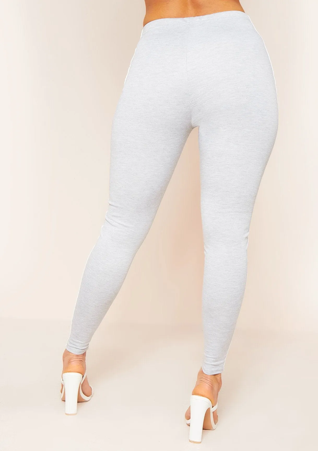 Ellie Light Grey Contrast Stripe Leggings sold by Missy Empire product image thumbnail 2