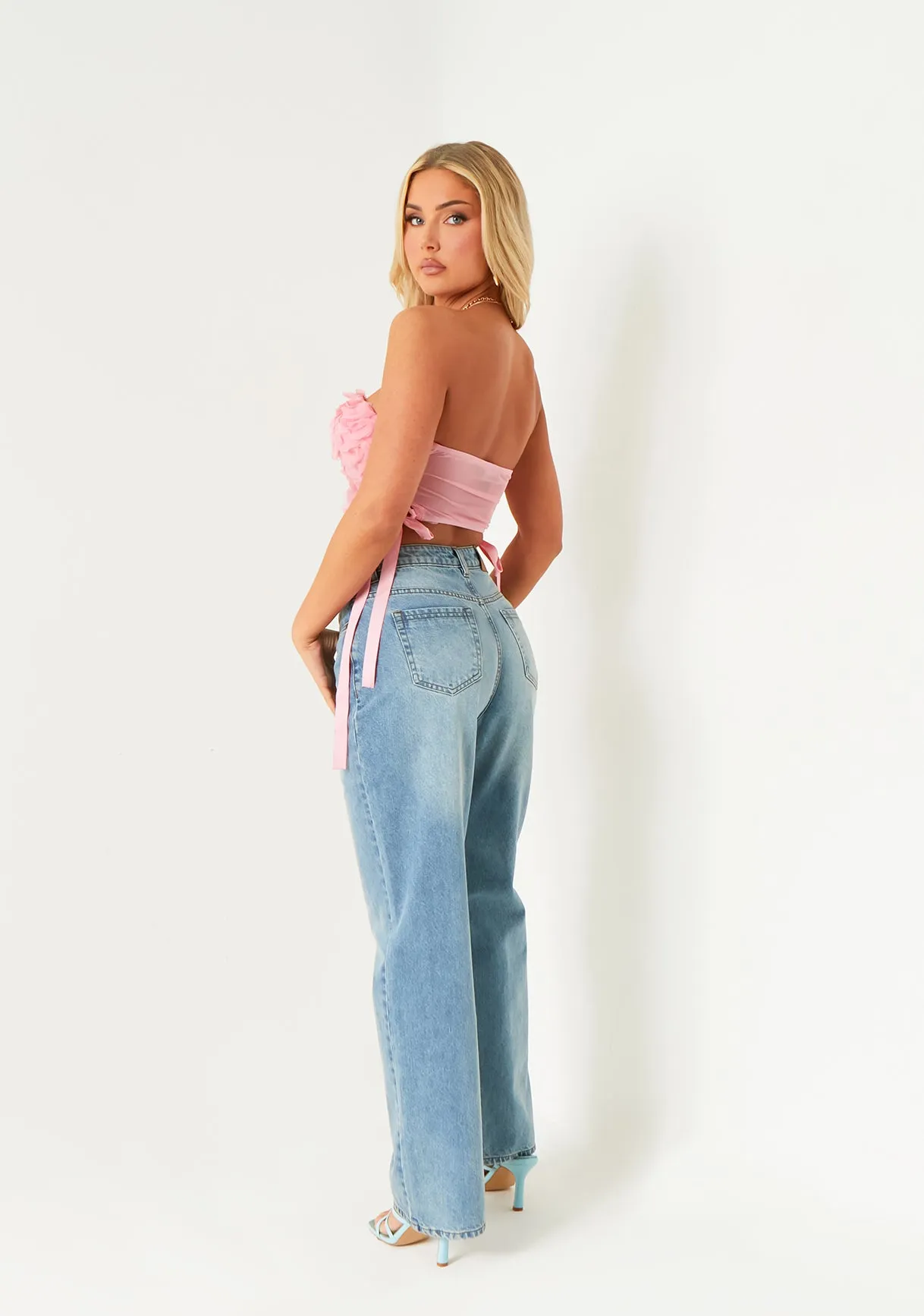 Jane Pink Floral Corsage Lace Up Corset Top sold by Missy Empire product image thumbnail 4