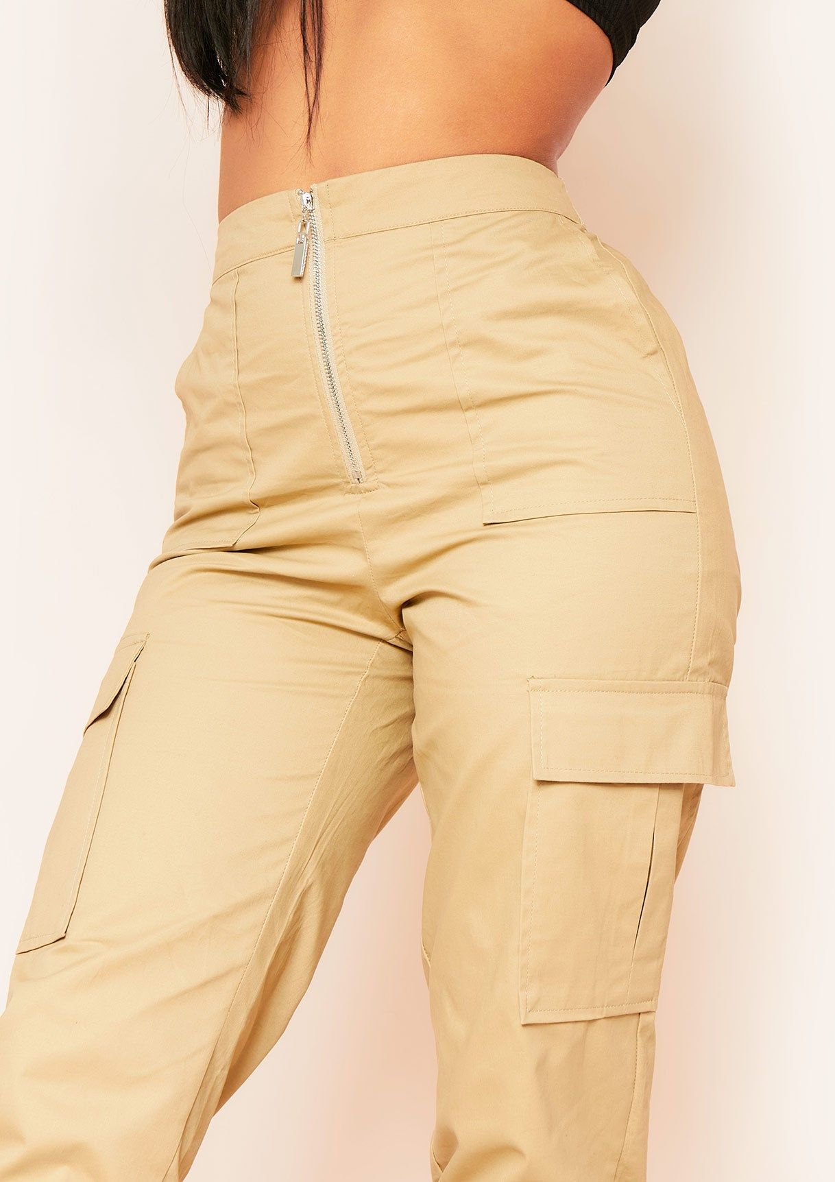 Vanina Beige Cargo Pocket Trousers sold by Missy Empire product image thumbnail 2
