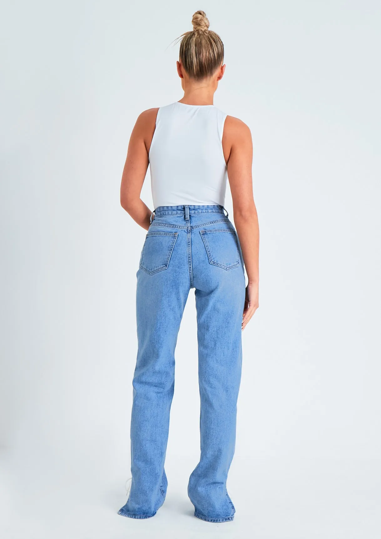 Perrie Denim Straight Leg Split Detail Jeans sold by Missy Empire product image thumbnail 4