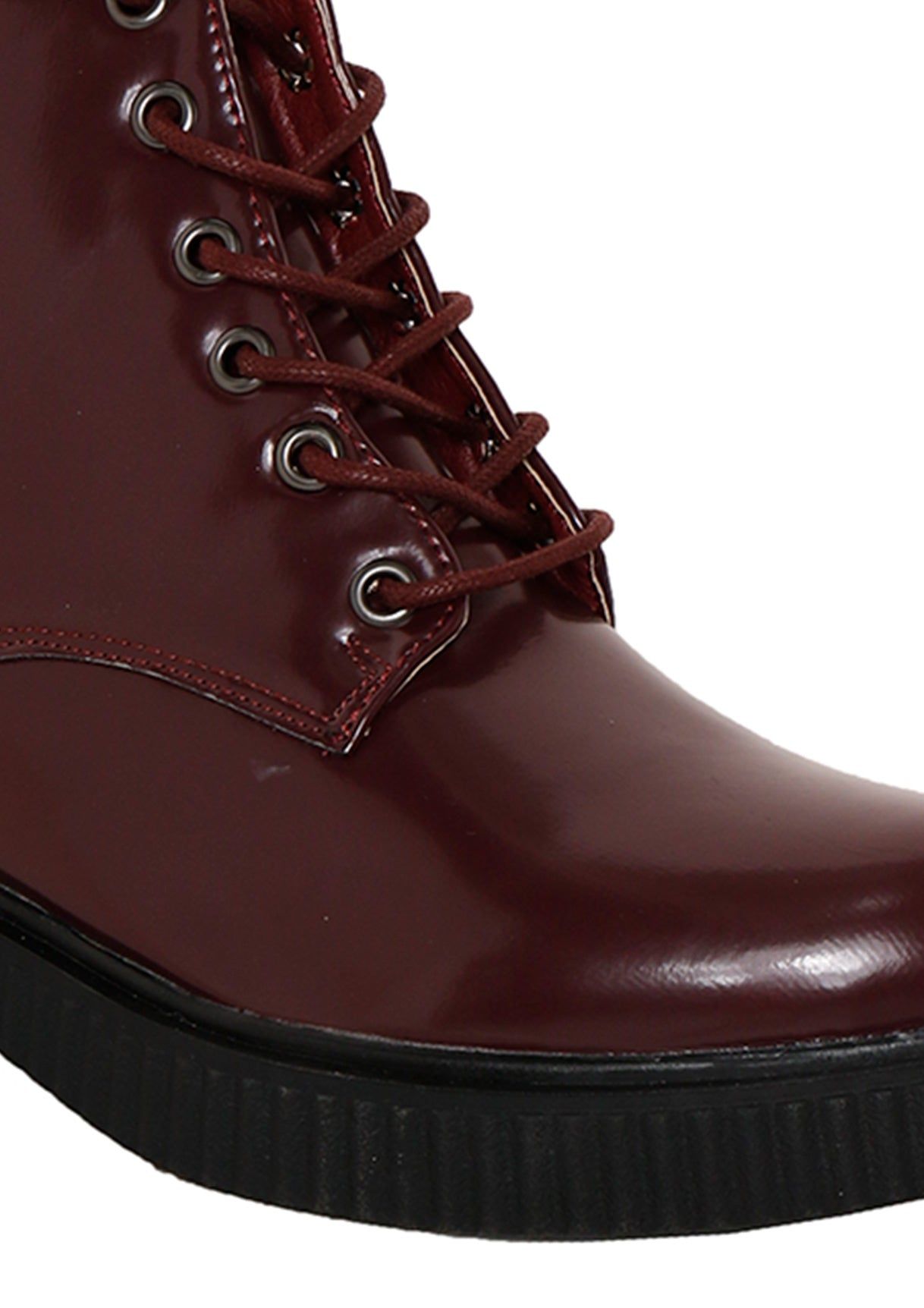Zaheera Wine Lace Up Boots sold by Missy Empire product image thumbnail 4
