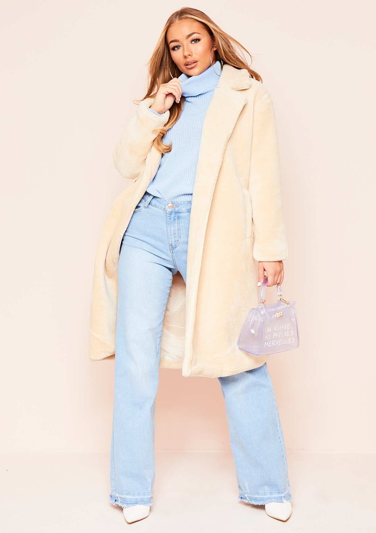 Della Blue Balloon Sleeve Roll Neck Knitted Jumper sold by Missy Empire product image thumbnail 2