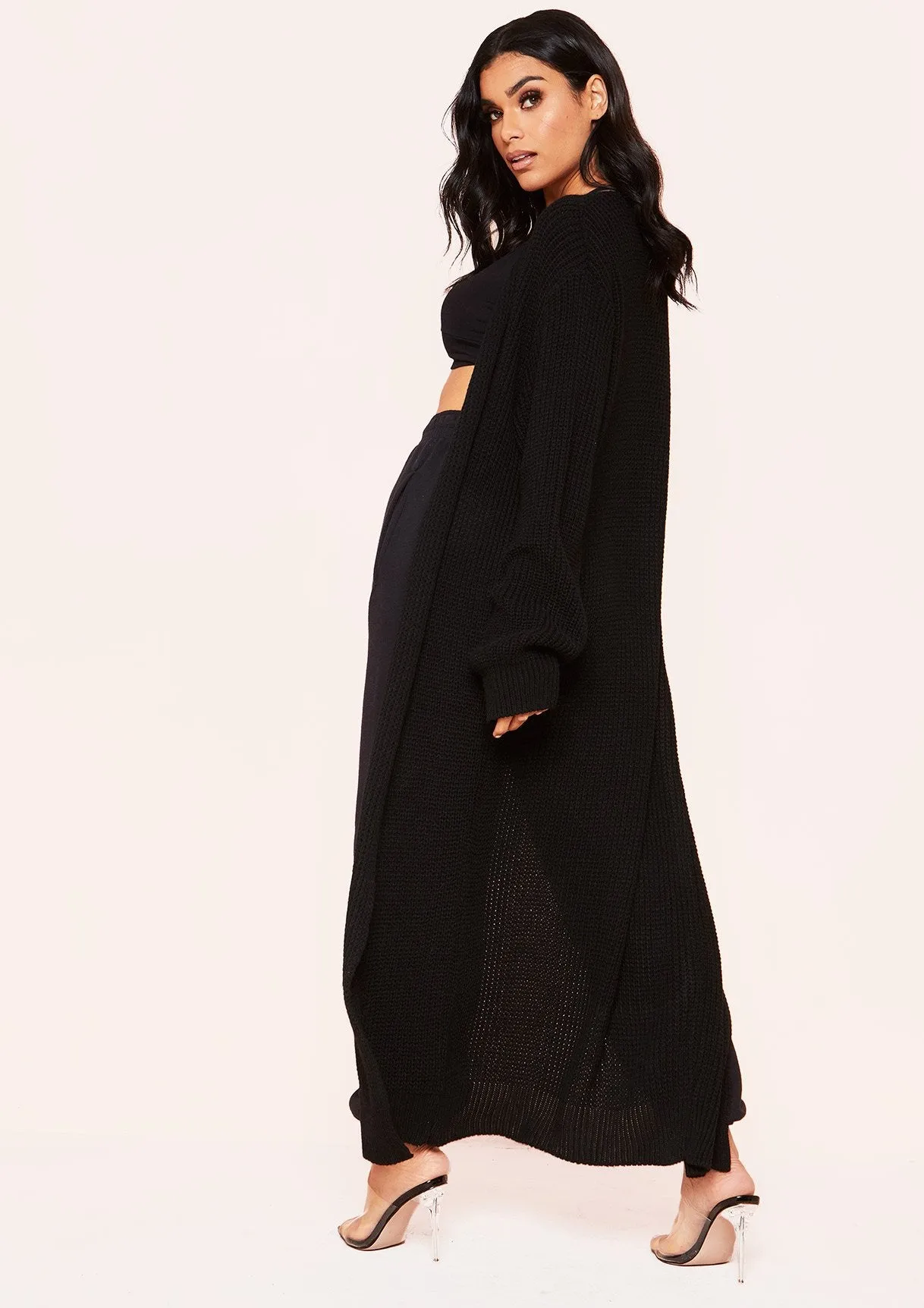 Addie Black Longline Knit Cardigan sold by Missy Empire product image thumbnail 2