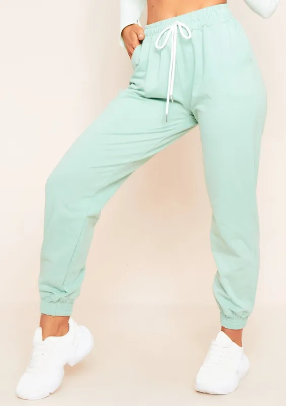 Marie Mint Green Drawstring Casual Joggers sold by Missy Empire