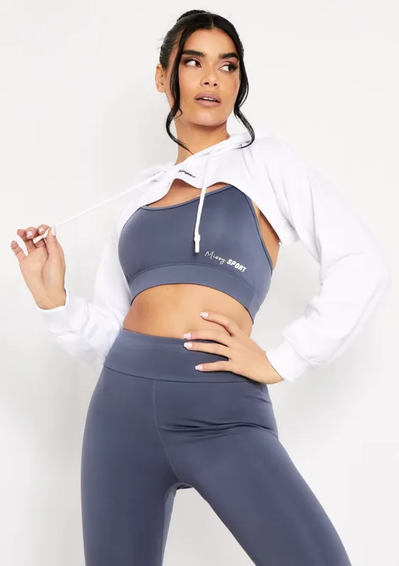 Tessa White Missy Sport Extreme Cropped Hoodie sold by Missy Empire