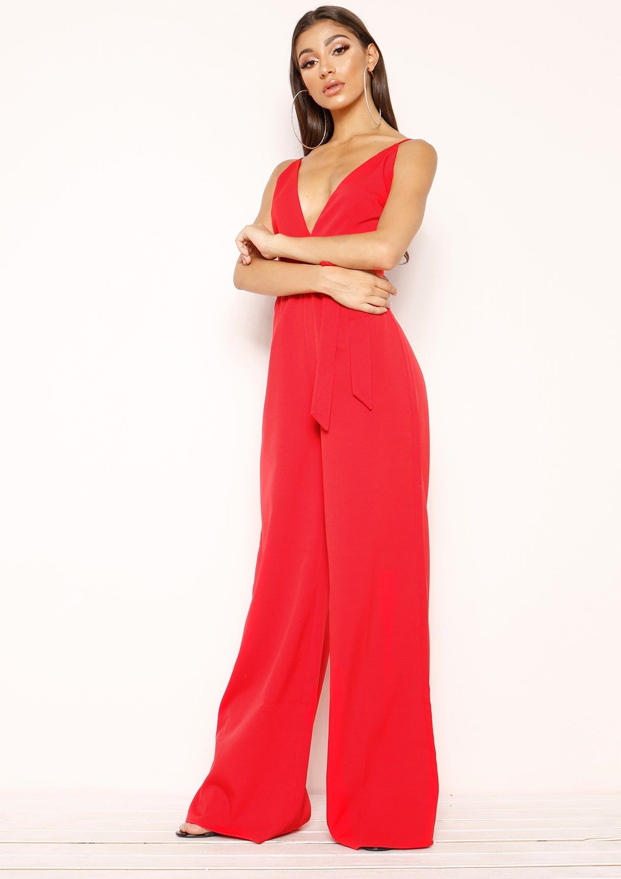 Alex Red Plunge Jumpsuit sold by Missy Empire product image thumbnail 3