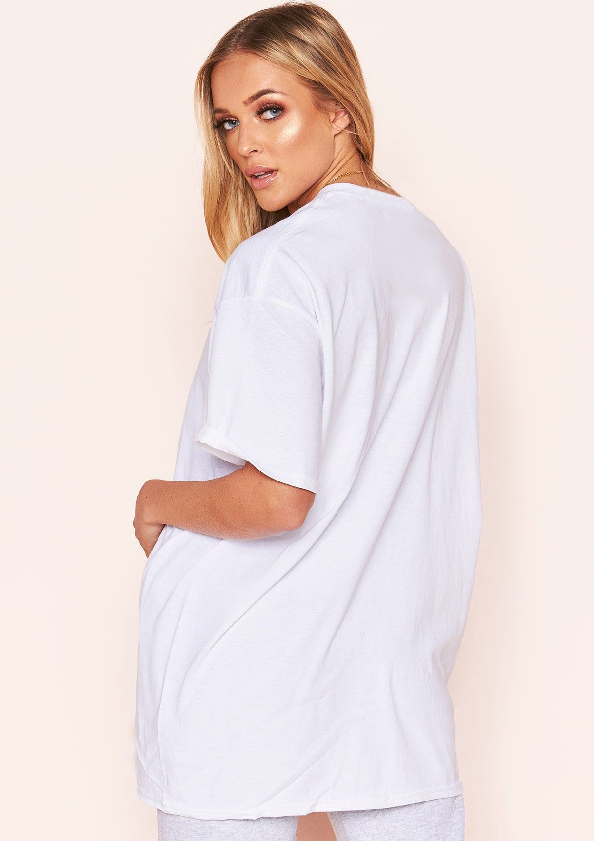 Kacie White Love You Never Graphic Oversized T-Shirt sold by Missy Empire product image thumbnail 3