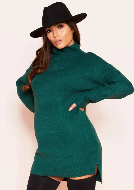 Talia Green Knit High Neck Jumper sold by Missy Empire