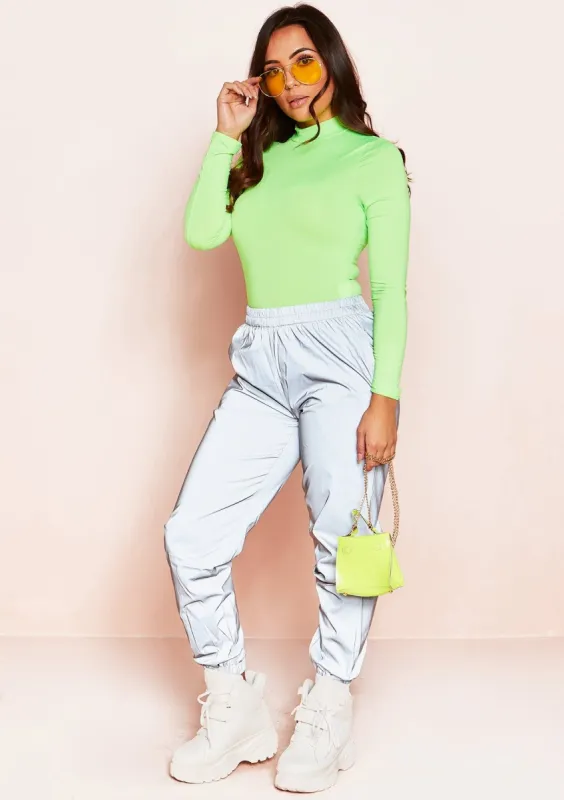 Saff Silver Reflective Cuffed Joggers sold by Missy Empire