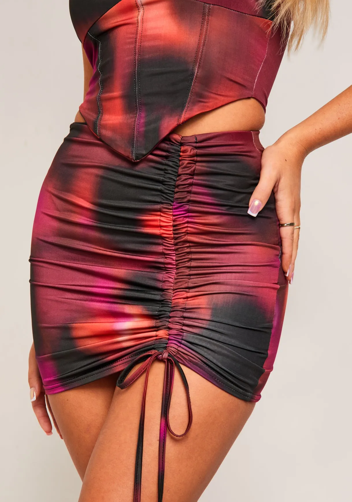 Myleen Red & Black Printed Mini Skirt sold by Missy Empire product image thumbnail 3