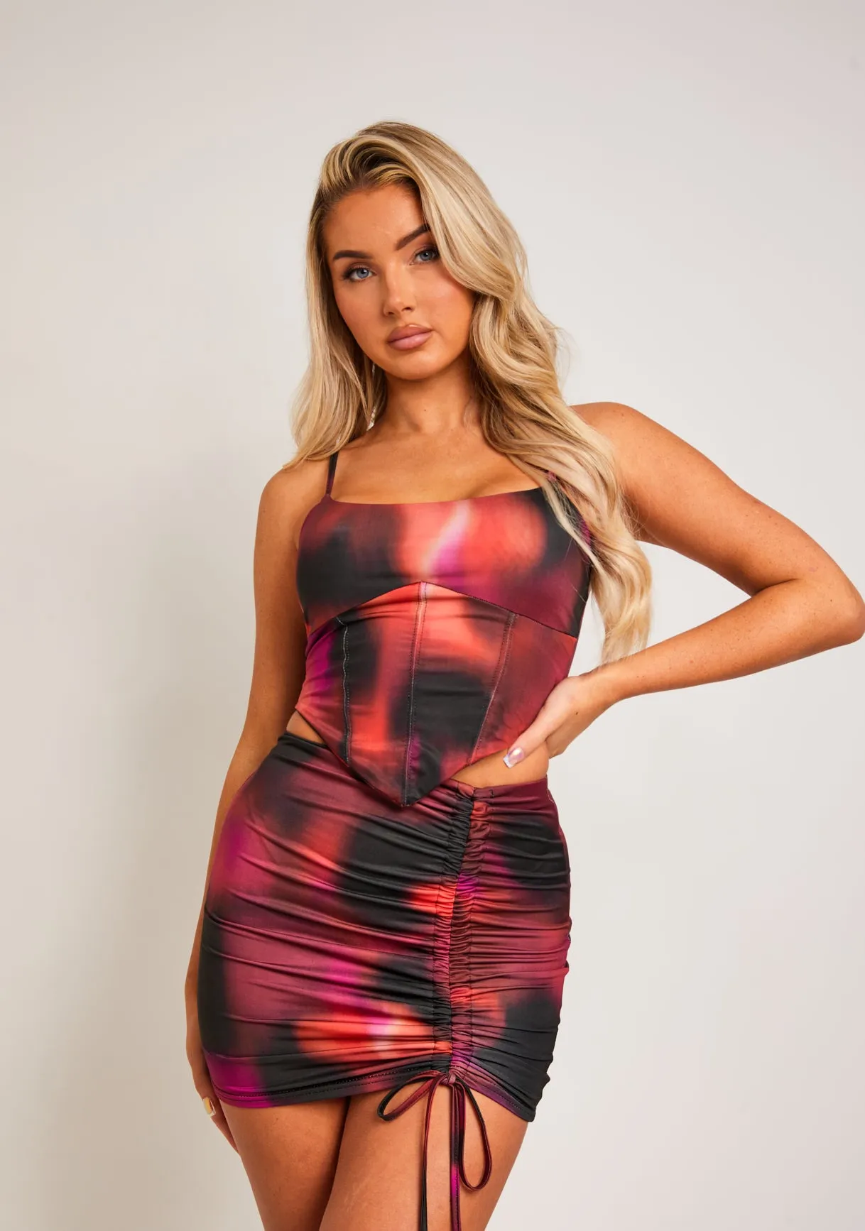 Myleen Red & Black Printed Mini Skirt sold by Missy Empire product image thumbnail 2