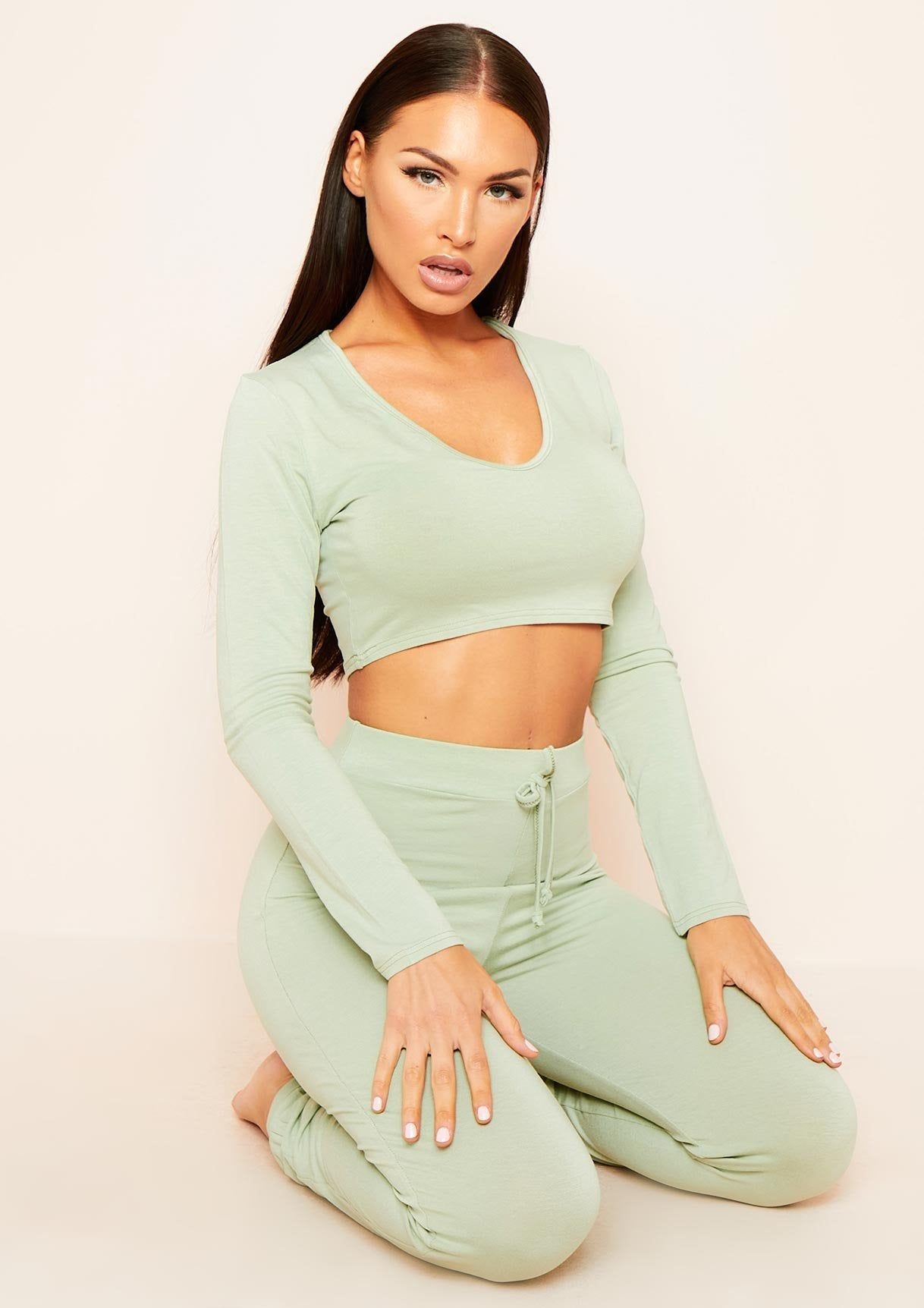 Siya Sage Mix & Match Smooth V Plunge Crop Top sold by Missy Empire product image thumbnail 4