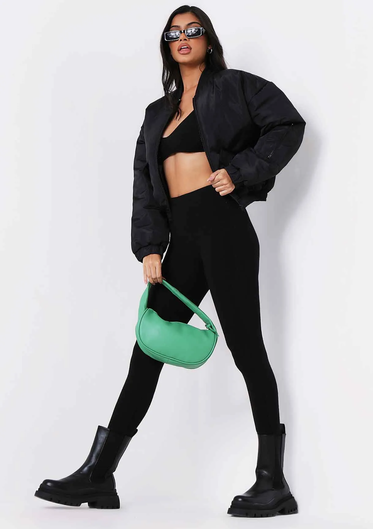 Josie Black Cropped Bomber Coat sold by Missy Empire product image thumbnail 5