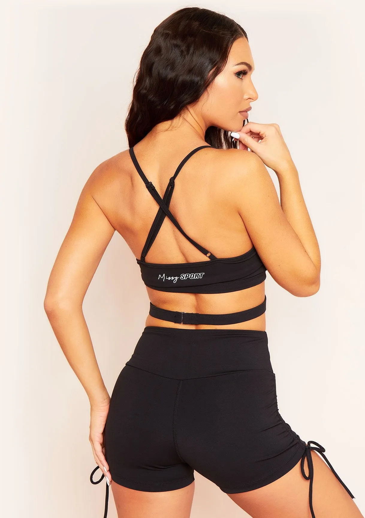 Fiona Black Missy Sport Cross Strap Gym Bralet sold by Missy Empire product image thumbnail 3
