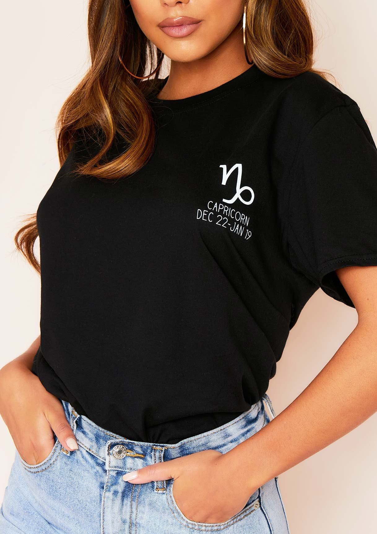 Marisol Black Capricorn Horoscope T-Shirt sold by Missy Empire product image thumbnail 3