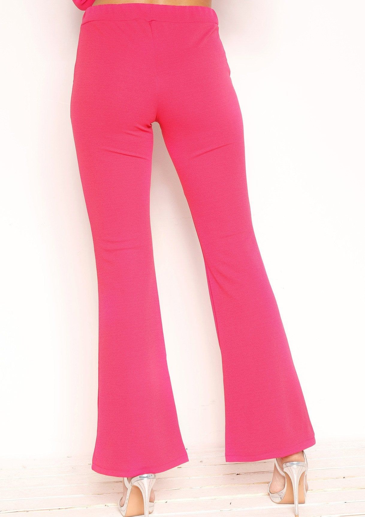 Andrea Hot Pink High Waist Flare Trousers sold by Missy Empire product image thumbnail 3