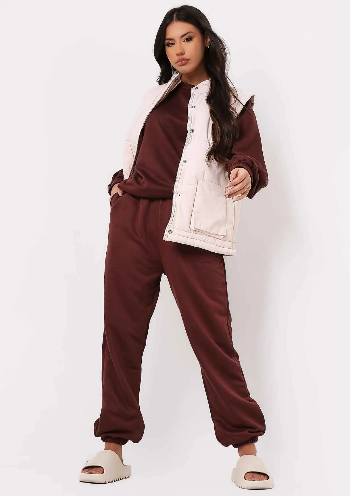 Stella Chocolate Casual High Waisted Joggers sold by Missy Empire