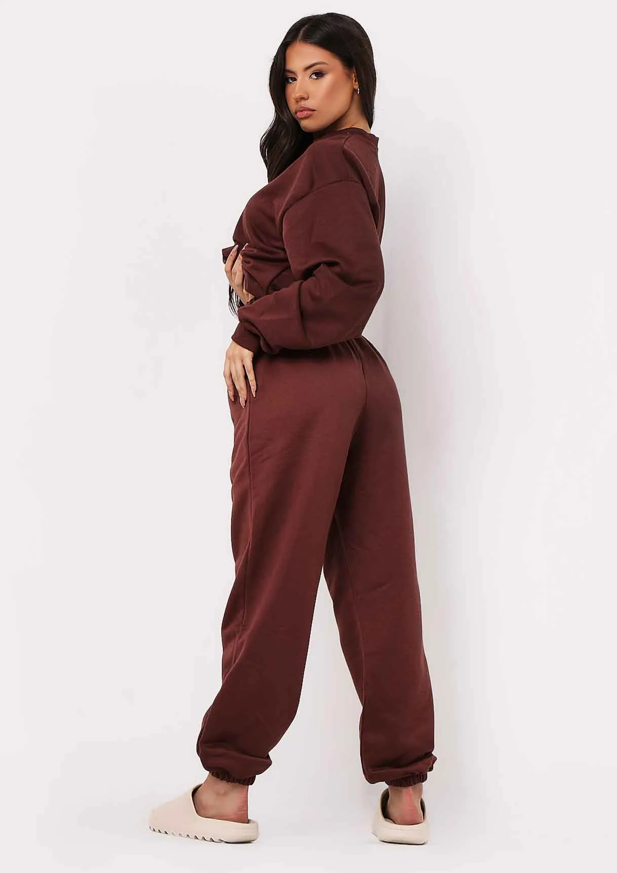 Stella Chocolate Casual High Waisted Joggers sold by Missy Empire product image thumbnail 3