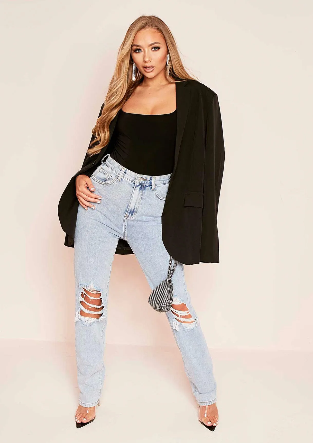 Tara Black Slinky Square Neck Bodysuit sold by Missy Empire product image thumbnail 4