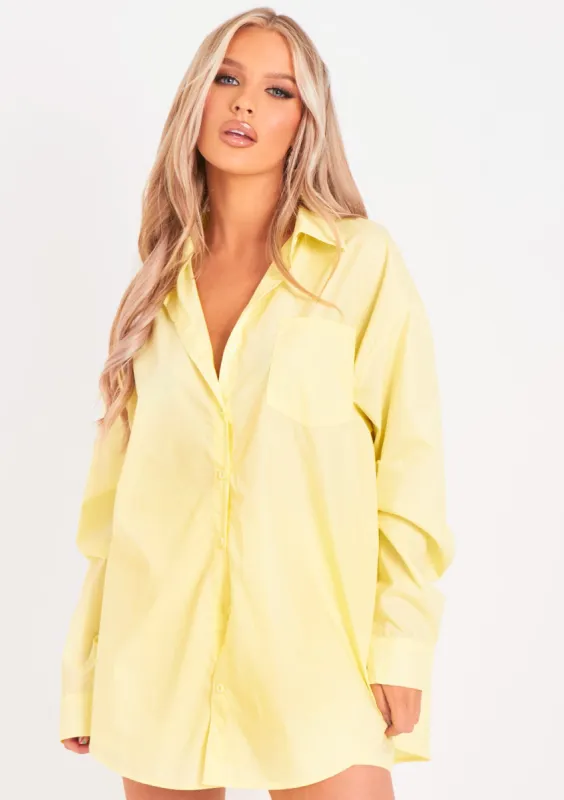 Clara Lemon Thick Cotton Oversized Shirt sold by Missy Empire