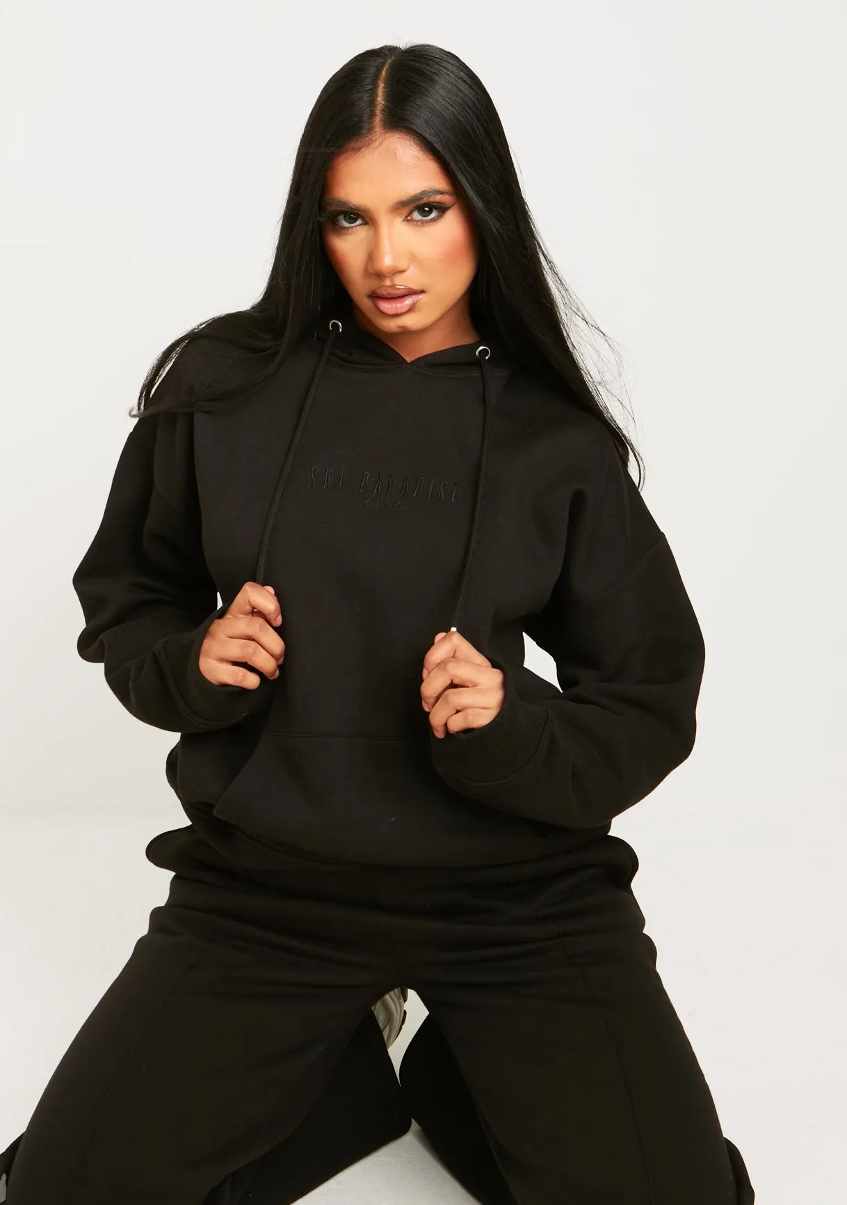 Bella Black Ski Paradise Embroidered Oversized Hoodie sold by Missy Empire product image thumbnail 4