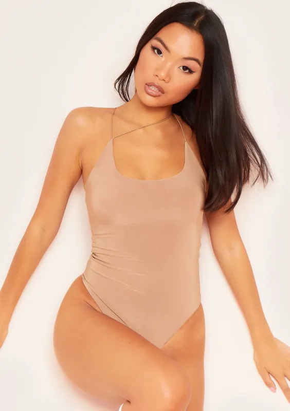 Tyra Camel Strap Detail Bodysuit sold by Missy Empire