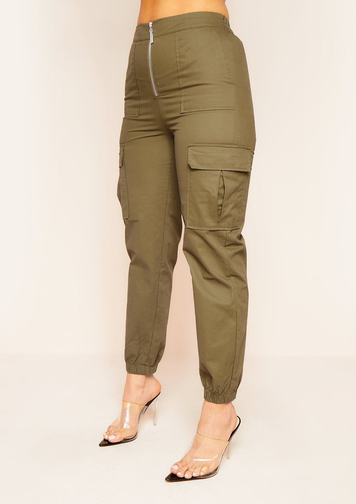 Vanina Khaki Green Cargo Pocket Trousers sold by Missy Empire product image thumbnail 2