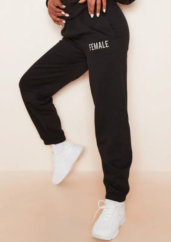 Kaila Black Female Slogan Oversized Tracksuit Jogger sold by Missy Empire