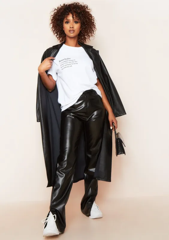 Ada White Boss Babe Definition Slogan Oversized T-Shirt sold by Missy Empire