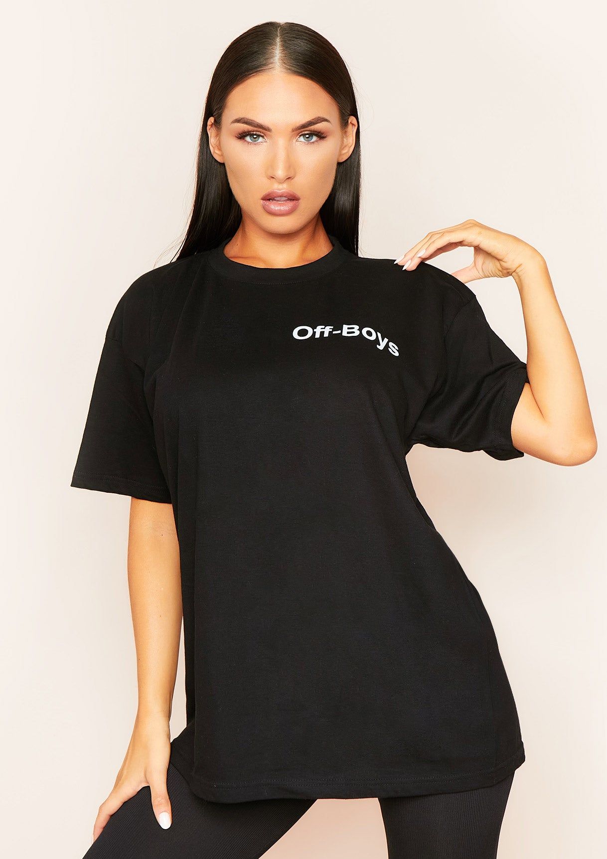 Evi Black Oversized Off-Boys Slogan Graphic T-Shirt sold by Missy Empire product image thumbnail 2