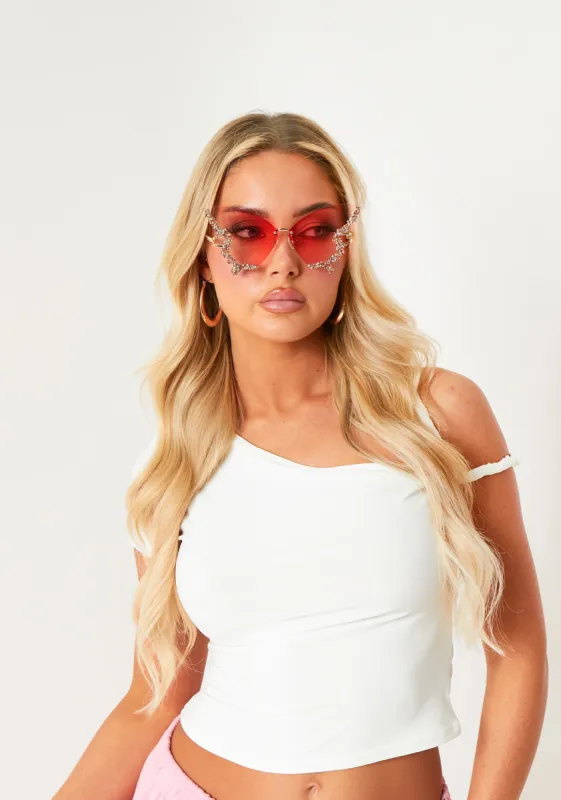 Imogen Pink Butterfly Sunglasses sold by Missy Empire