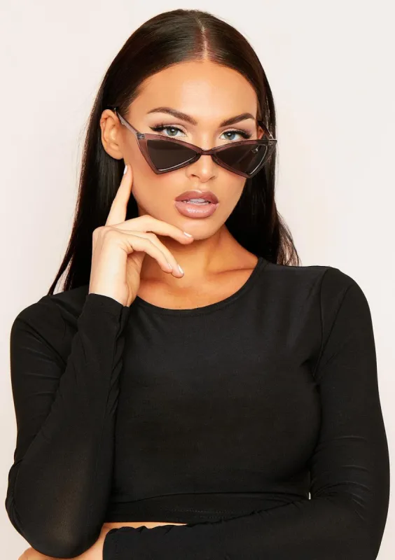 Vivica Clear Black Angular Cat Eye Sunglasses made by Missy Empire