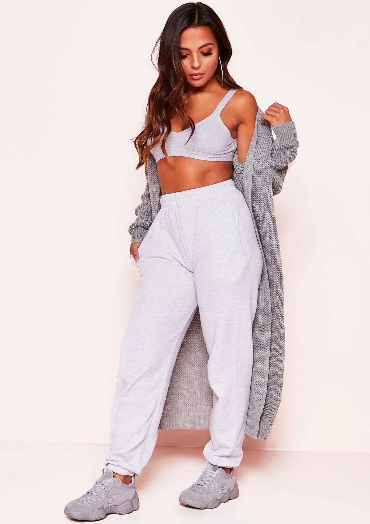 Addie Grey Longline Knit Cardigan sold by Missy Empire