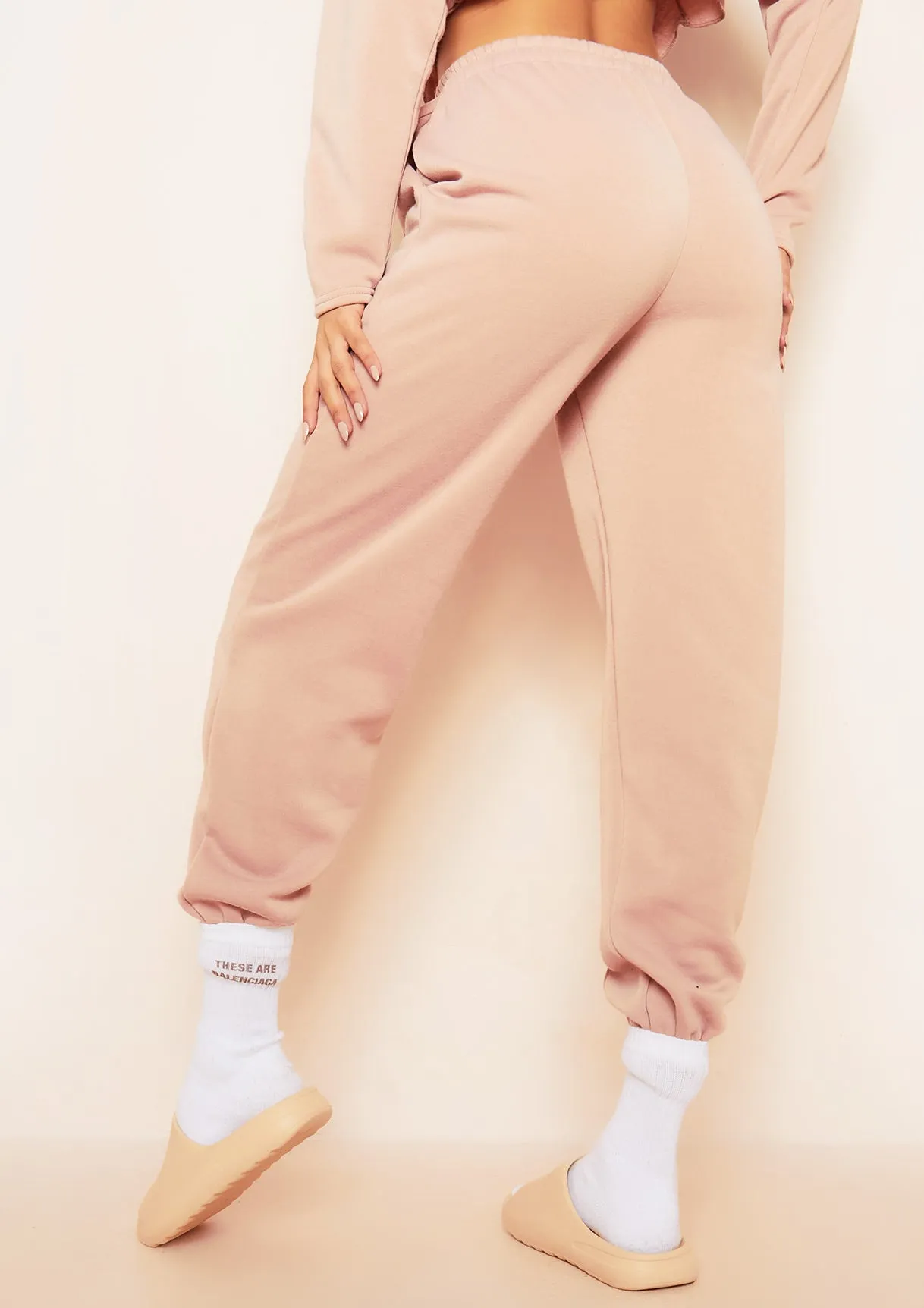 Anna Beige Seam Detail Joggers sold by Missy Empire product image thumbnail 4