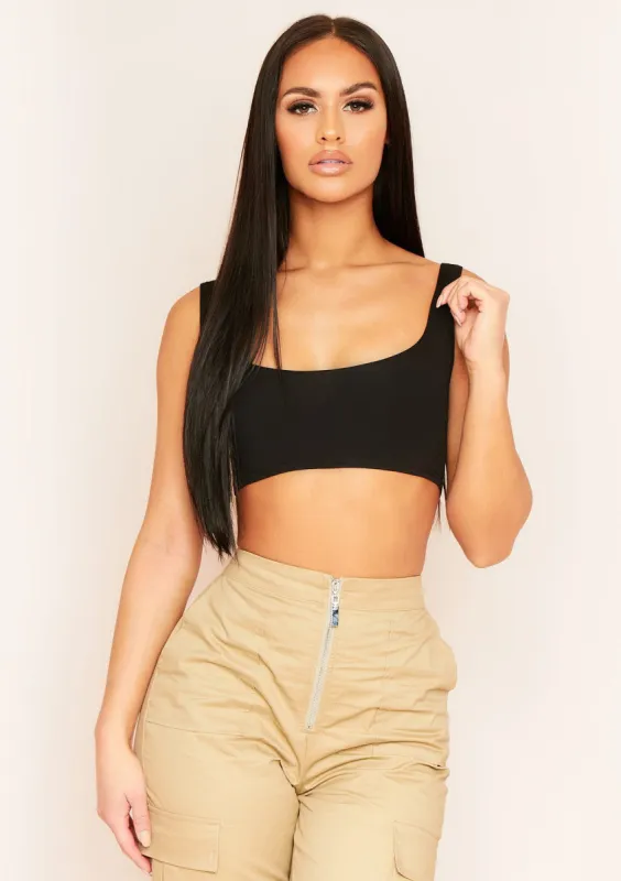 Nicanora Black Basic Cropped Vest made by Missy Empire