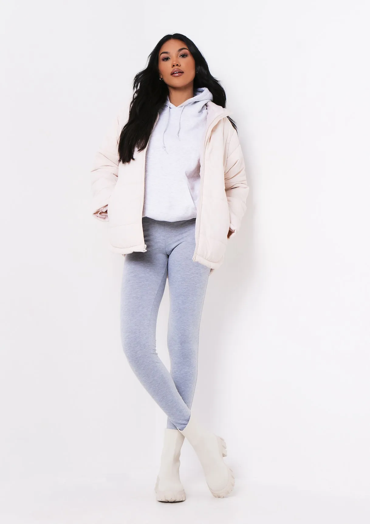 Demi Grey Thick Jersey Basic Leggings sold by Missy Empire product image thumbnail 5